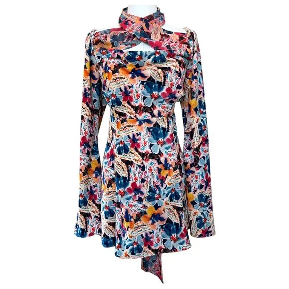 For Love & Lemons Blake Mini Dress Floral Cutout M - Picture 2 of 14